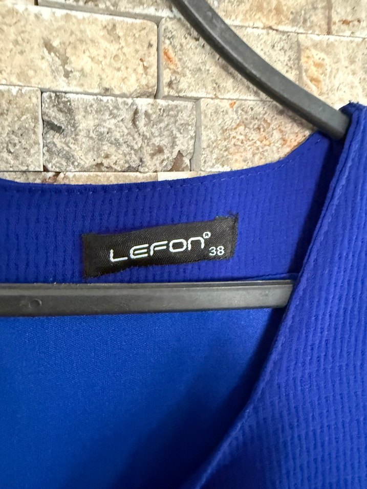 Lefon lacivert elbise ofis şık günlük - Görsel 4