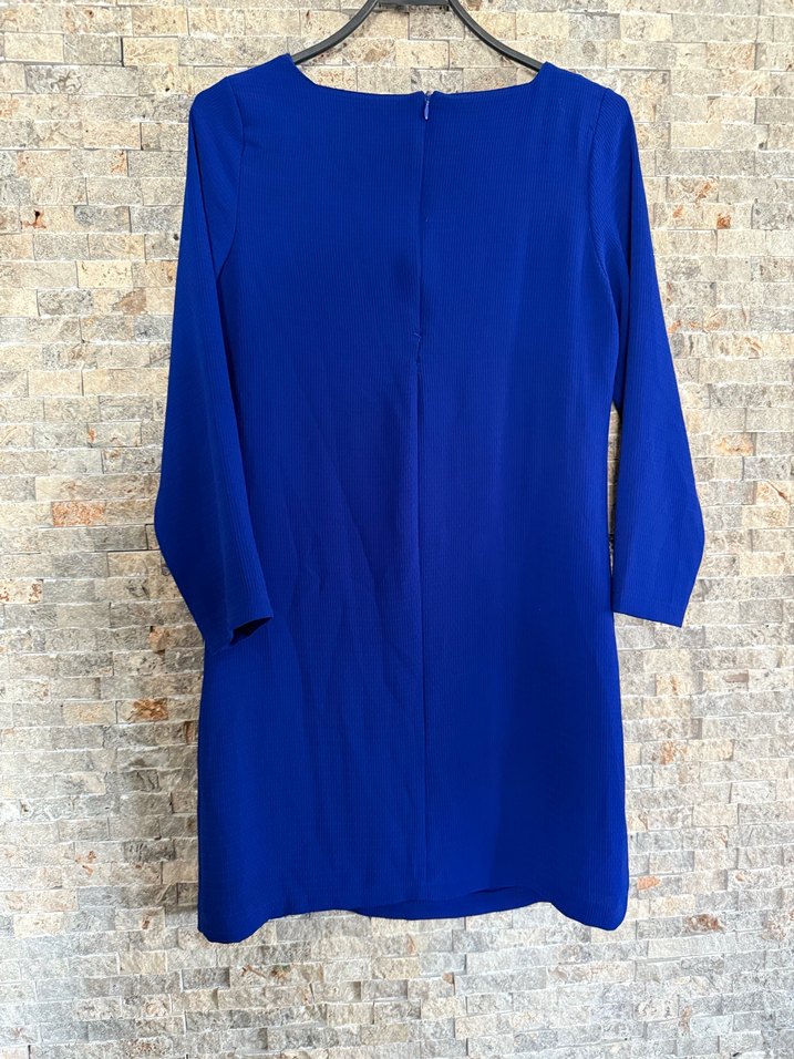 Lefon lacivert elbise ofis şık günlük - Görsel 5