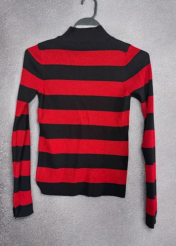 American Vintage Kırmızı Siyah Çizgili Boğazlı Kazak y2k gotik grunge coquette