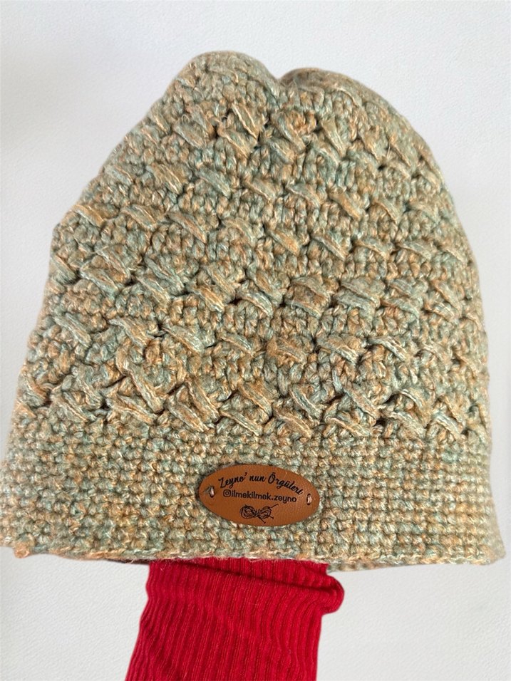 Bej Örgü Bohem Tarz Kadın Bere - Görsel 2