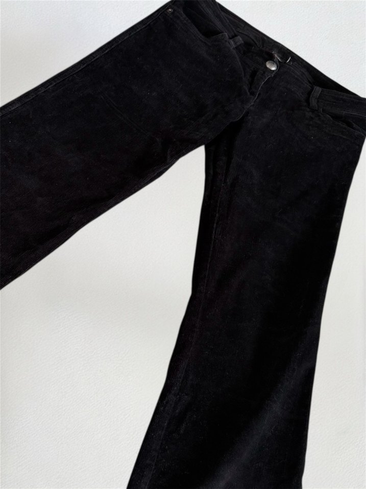 Y2k Siyah flared Kadife Pantolon gotik 7 - Görsel 2