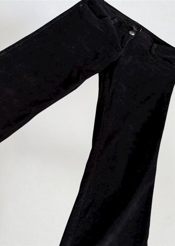 Y2k Siyah flared Kadife Pantolon gotik 7 - Görsel 2