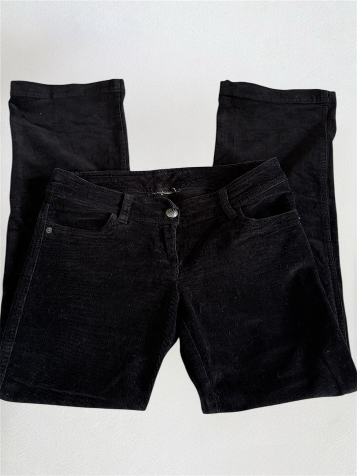 Y2k Siyah flared Kadife Pantolon gotik 7 - Görsel 3