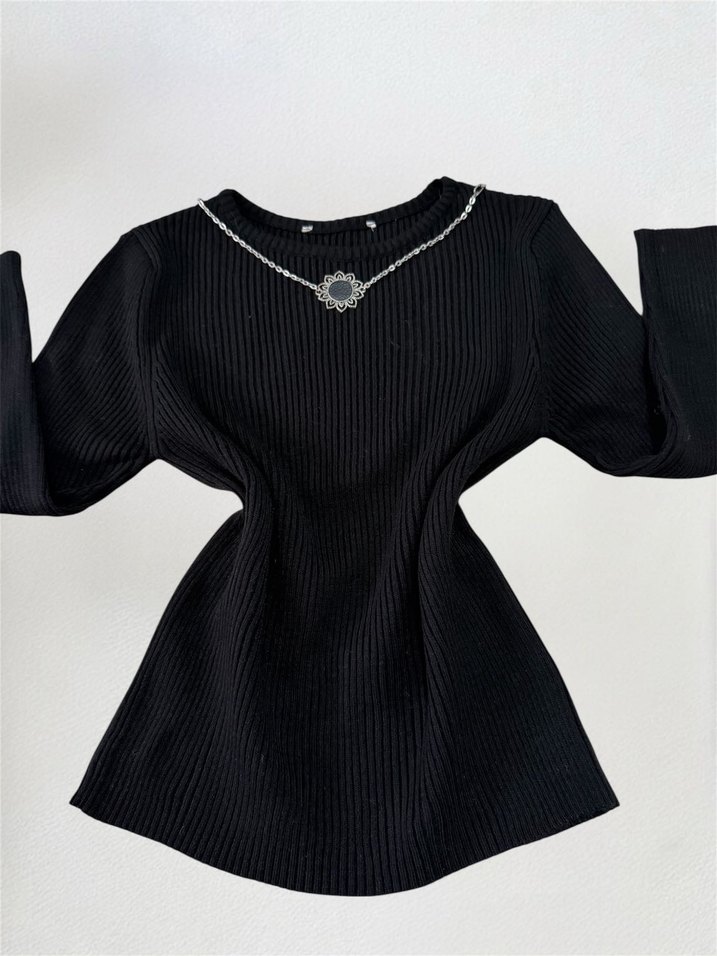 Goth top rock knit tie hooded b 8 - Görsel 2