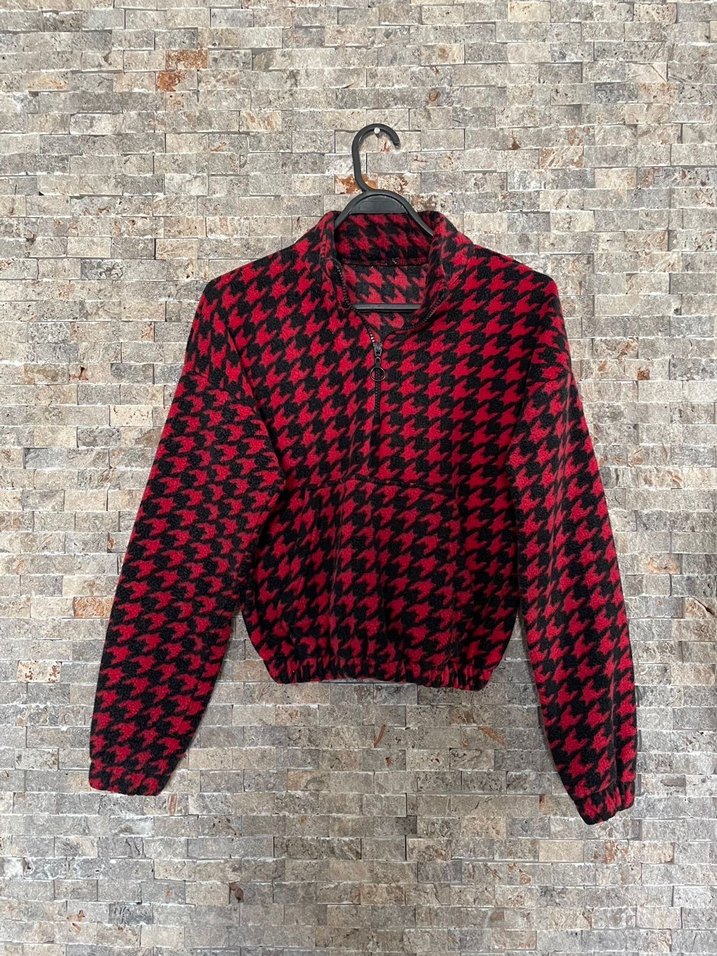 Gotik Ekoseli Sweatshirt y2k rock outfit - Görsel 2