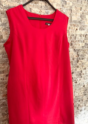 Vintage Kolsuz Kırmızı Midi Kalem Elbise - Görsel 2