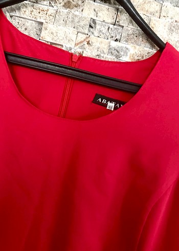 Vintage Kolsuz Kırmızı Midi Kalem Elbise - Görsel 3