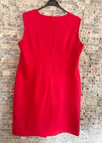 Vintage Kolsuz Kırmızı Midi Kalem Elbise - Görsel 4