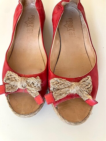 American Vintage Gerçek deri hasır detaylı sandalet vintage y2k