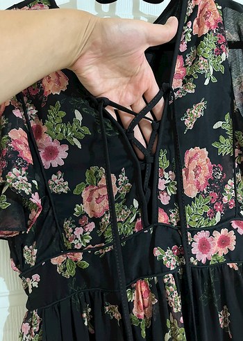 Şifon uzun astarlı elbise - Görsel 3