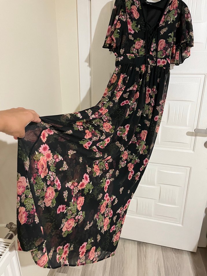 Şifon uzun astarlı elbise - Görsel 5