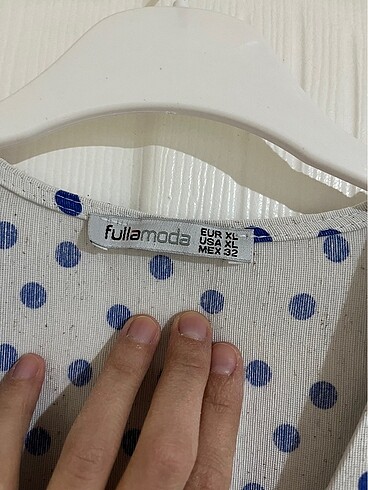 l Beden mavi Renk Puantiyeli yazlık balon kol elbise