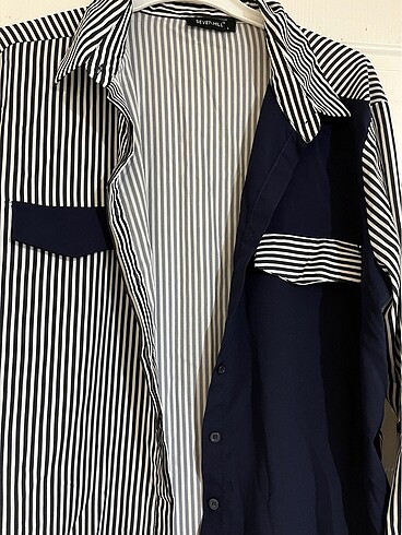 Çizgili lacivert gömlek - Görsel 4