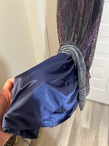 Koton şifon parlak renkli simli abiye - Görsel 6