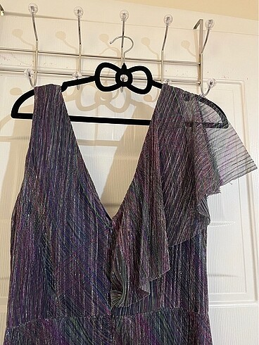 Koton şifon parlak renkli simli abiye - Görsel 7