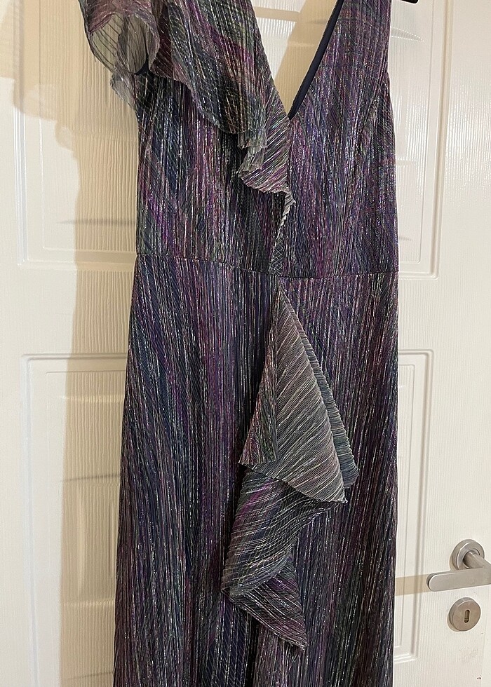 Koton şifon parlak renkli simli abiye - Görsel 2