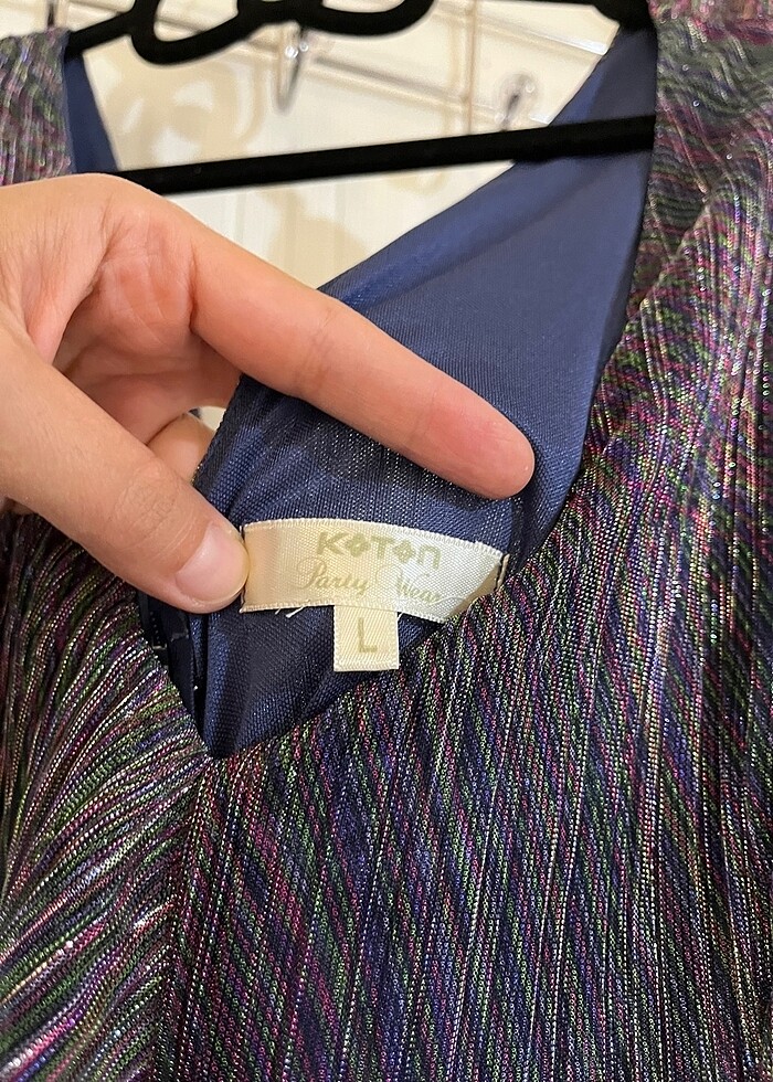 Koton şifon parlak renkli simli abiye - Görsel 4