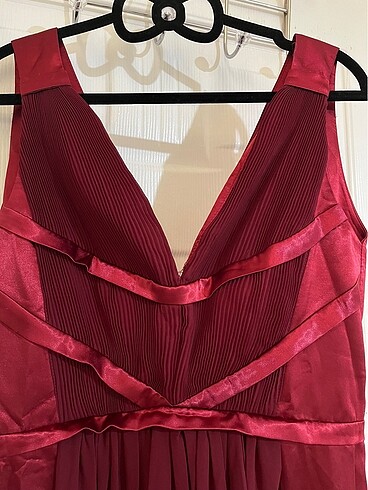 Park bravo bordo saten şifon elbise - Görsel 3