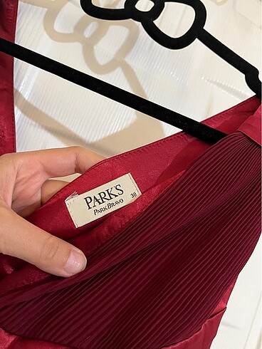 Park bravo bordo saten şifon elbise - Görsel 6