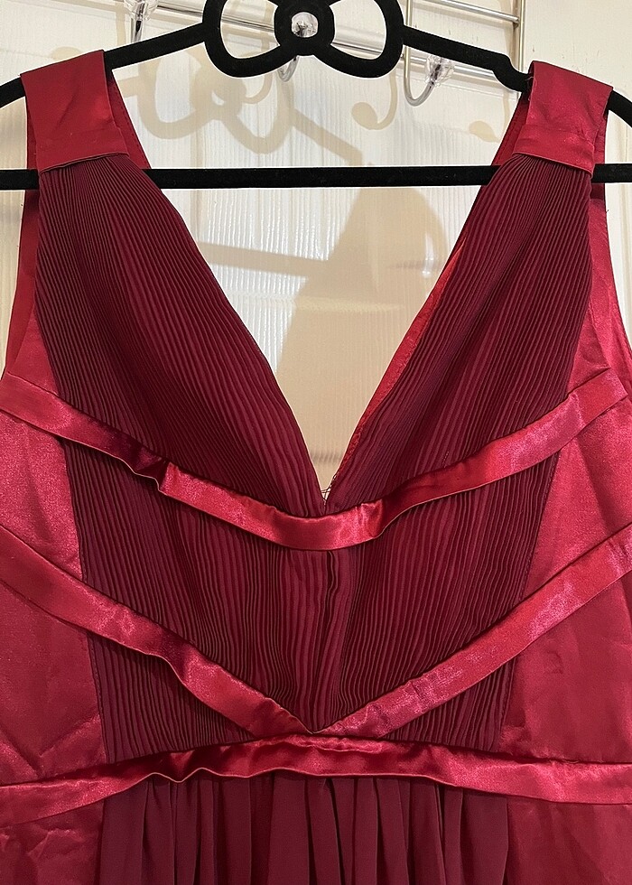 Park bravo bordo saten şifon elbise - Görsel 3