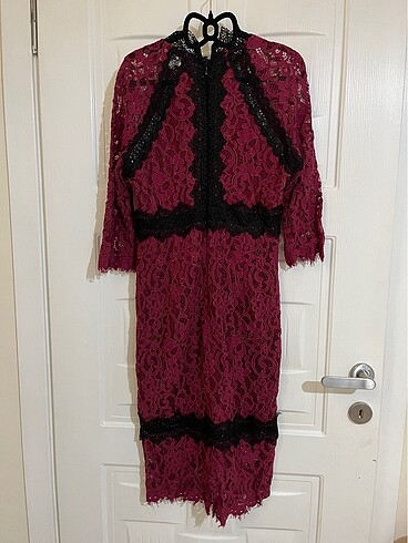 Yurtdışı dantel Midi kalem elbise - Görsel 7