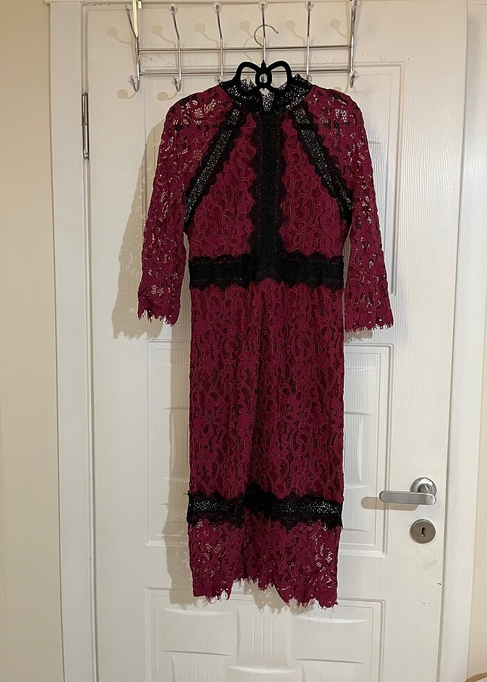 Yurtdışı dantel Midi kalem elbise - Görsel 2