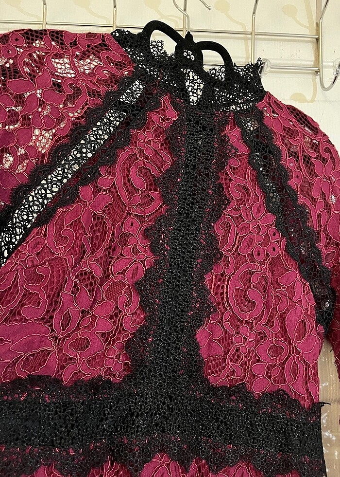 Yurtdışı dantel Midi kalem elbise - Görsel 3