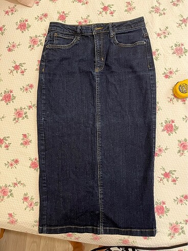 Kot kalem jean etek Midi