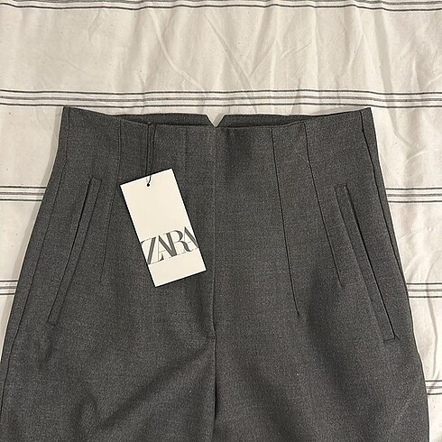 Zara pensli gri yüksek bel pantolon - Görsel 5