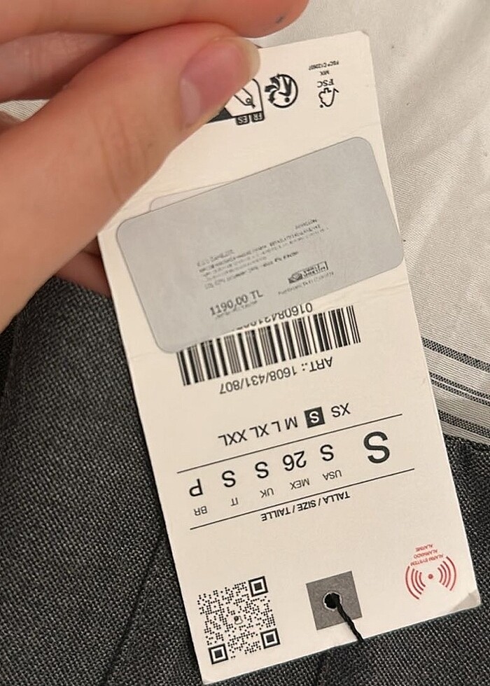 Zara pensli gri yüksek bel pantolon - Görsel 4