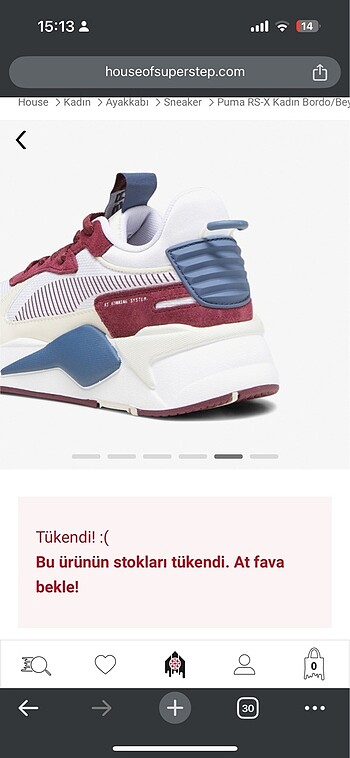 38 Beden bordo Renk Puma RS-X Heritage bordo sneaker