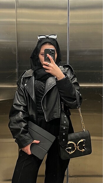 Zara kısa siyah deri ceket