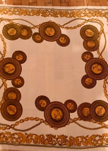 Beden altın Renk HERMES Zincir Detaylı Kadın İpek Fular
