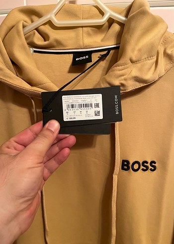 Bej Kapüşonlu Erkek Sweatshirt BOSS - Görsel 4