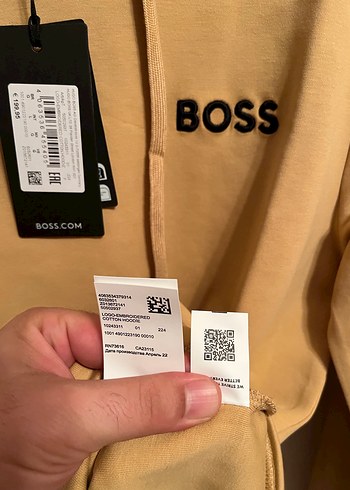 Bej Kapüşonlu Erkek Sweatshirt BOSS - Görsel 7