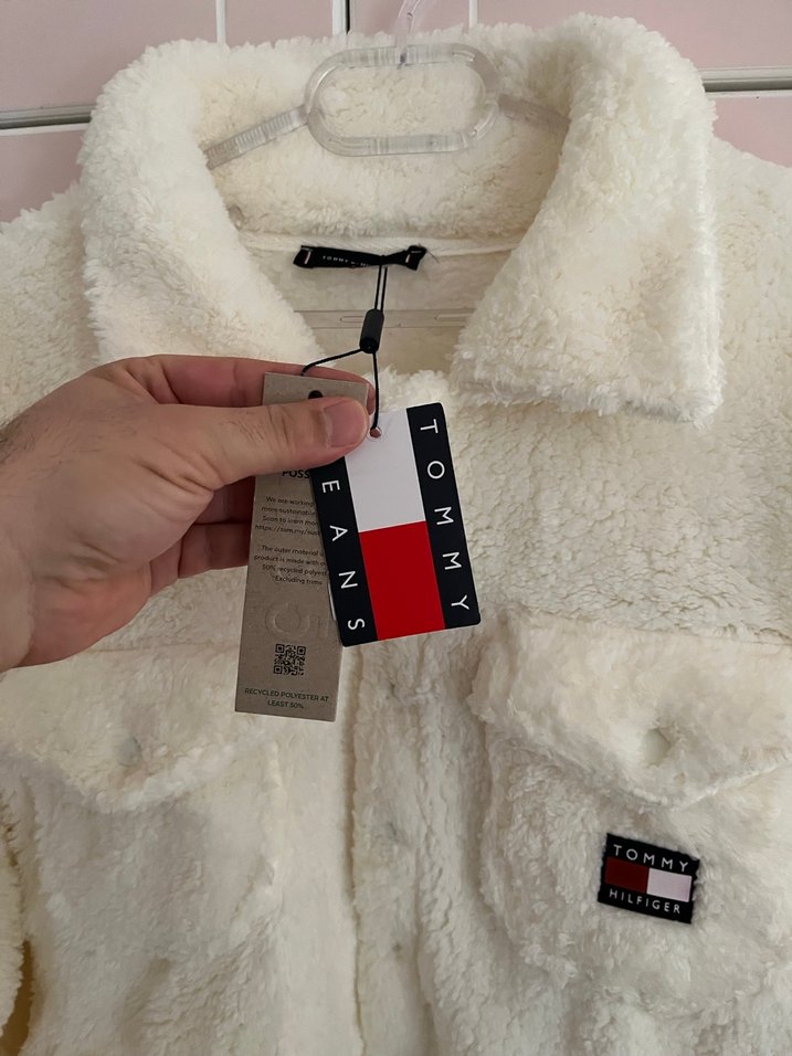 Tommy Hilfiger Düğmeli Beyaz Kadın Midi Ceket - Görsel 4