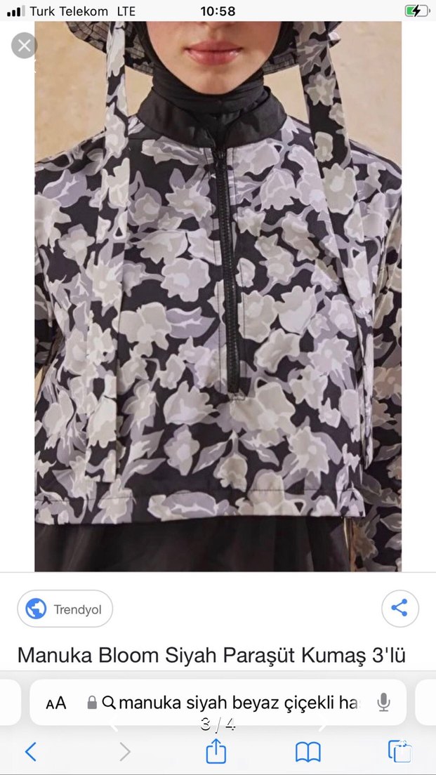 Manuka Bloom Siyah Paraşüt Kumaş Set Haşema - Görsel 3