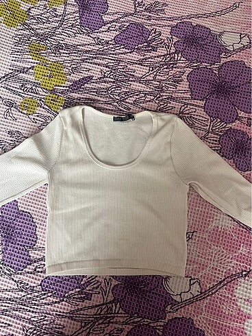 beyaz uzun kollu crop