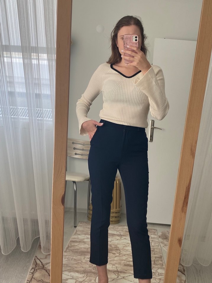 Bej Kadın Midi Cigarette Pantolon - Görsel 3