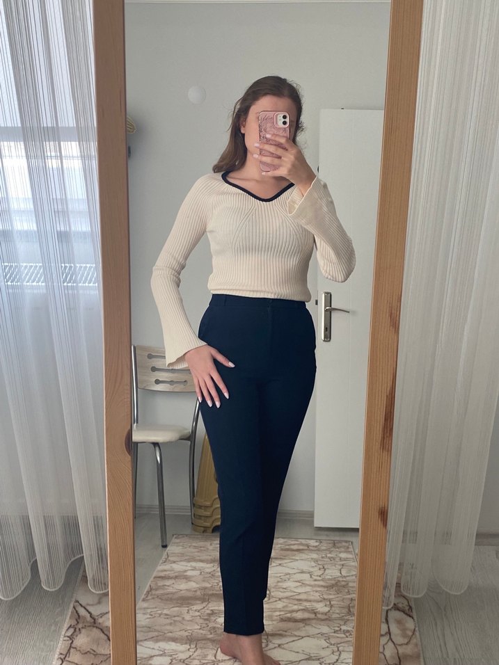 Bej Kadın Midi Cigarette Pantolon - Görsel 2