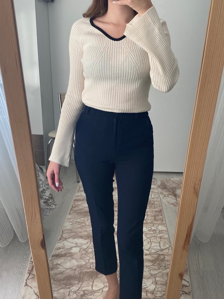 Bej Kadın Midi Cigarette Pantolon - Görsel 5