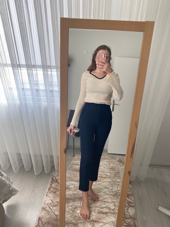 Bej Kadın Midi Cigarette Pantolon - Görsel 4