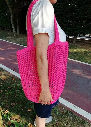  Beden çeşitli Renk Tığ işi neon çanta, Crochet net bag 