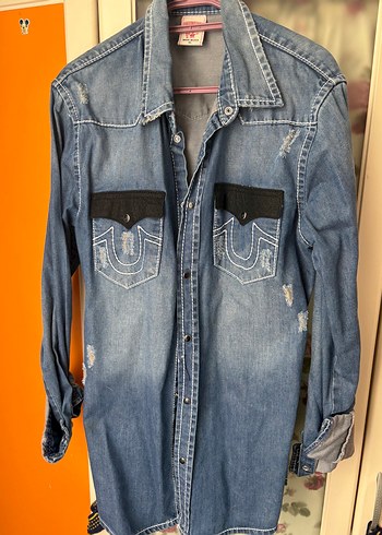 Düğmeli Mavi Kadın Denim Ceket