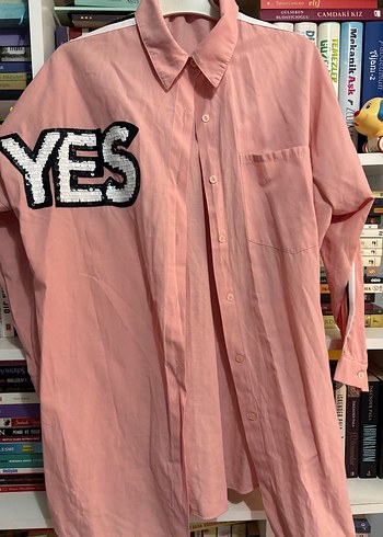 Düğmeli Pembe Kadın Gömlek