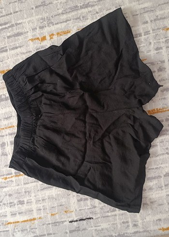 Diğer Siyah Keten Mini Etek
