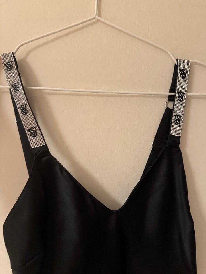 Victorias Secret Taşlı Siyah İnce Askılı  Gecelik - Görsel 3