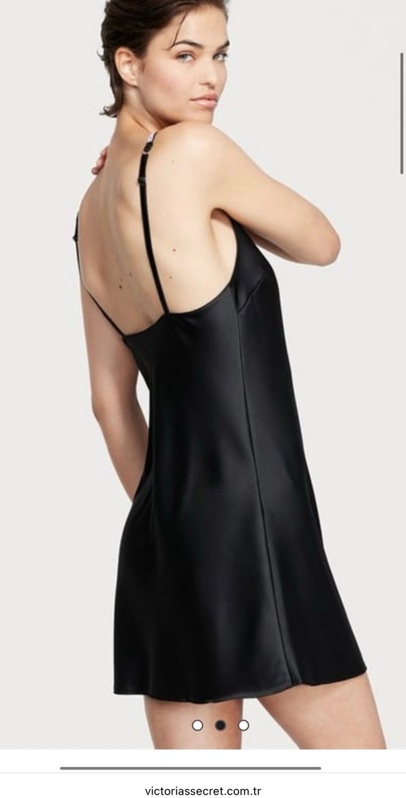 Victorias Secret Taşlı Siyah İnce Askılı  Gecelik - Görsel 2