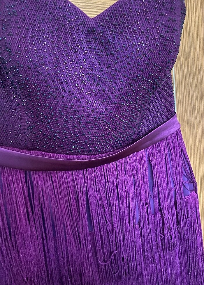 Mor  püsküllü elbise - Görsel 2