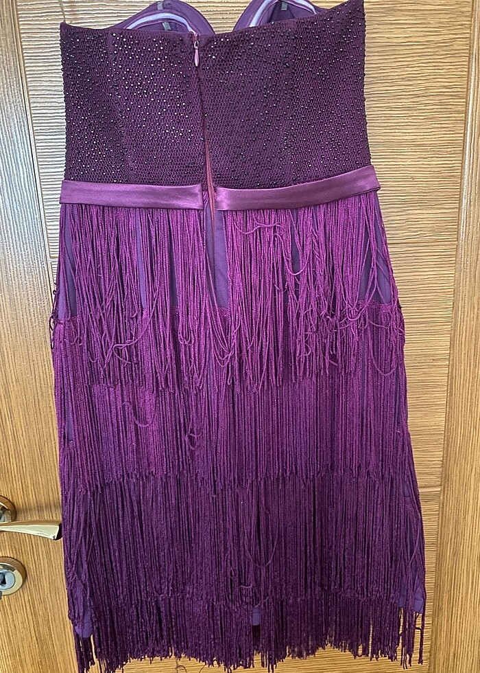 Mor  püsküllü elbise - Görsel 3
